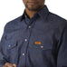 Wrangler FR Flame Resistant Long Sleeve Twill Work Snap Shirt, 12127, Indigo Denim