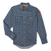 Wrangler, FR Flame Resistant Long Sleeve Work Snap Shirt, FR1122BW, Navy Plaid