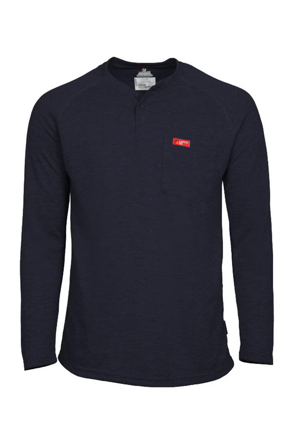 Lapco FR Raglan Sleeve Navy Henley T-Shirt