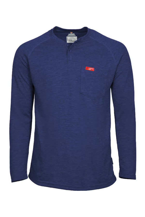 Lapco FR Raglan Sleeve Royal Blue Henley T-Shirt