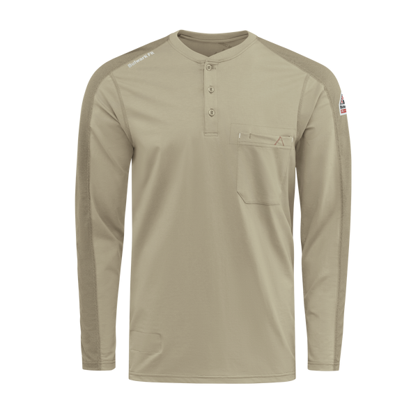 Bulwark Men's Flex Knit Henley Khaki