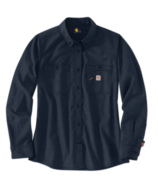 Carhartt, FR Women's Flame-Resistant Force Relaxed Fit Lightweight Long-Sleeve Shirt, 104147, Navy, Gray, Khaki, Steel Blue