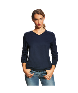 Ariat, Women's FR AC Crew Top, 10022698, Navy