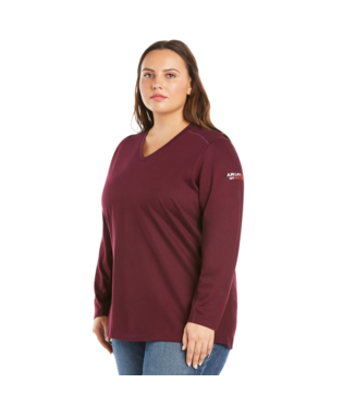 Ariat, Women's FR AC Crew Top, 10032958, Malbec