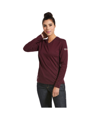 Ariat, Women's FR AC Crew Top, 10032958, Malbec