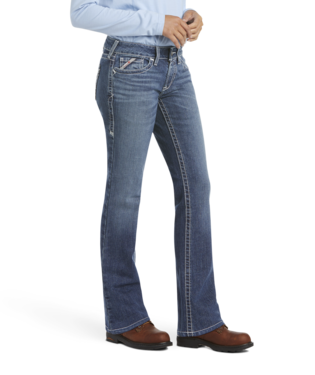 Ariat, Women's FR Mid Rise DuraStretch Entwined Boot Cut Jean, 10019544, Oceanside