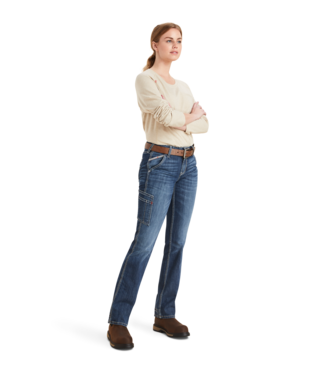 Ariat, Women's FR Perfect Rise DuraLight Stretch Cell Phone Straight Jean, 10043155, Lazuli