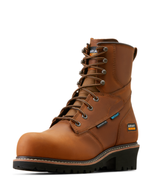 Ariat Boots, 8 Inch Logger Shock Shield Waterproof Composite Toe Work Boot, 10050840,  COPPER BROWN
