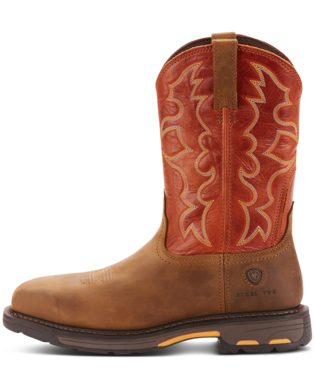 Ariat Boots, 11 inch WorkHog Wide Square Toe Steel Toe Work Boot, 10006961 DARK EARTH