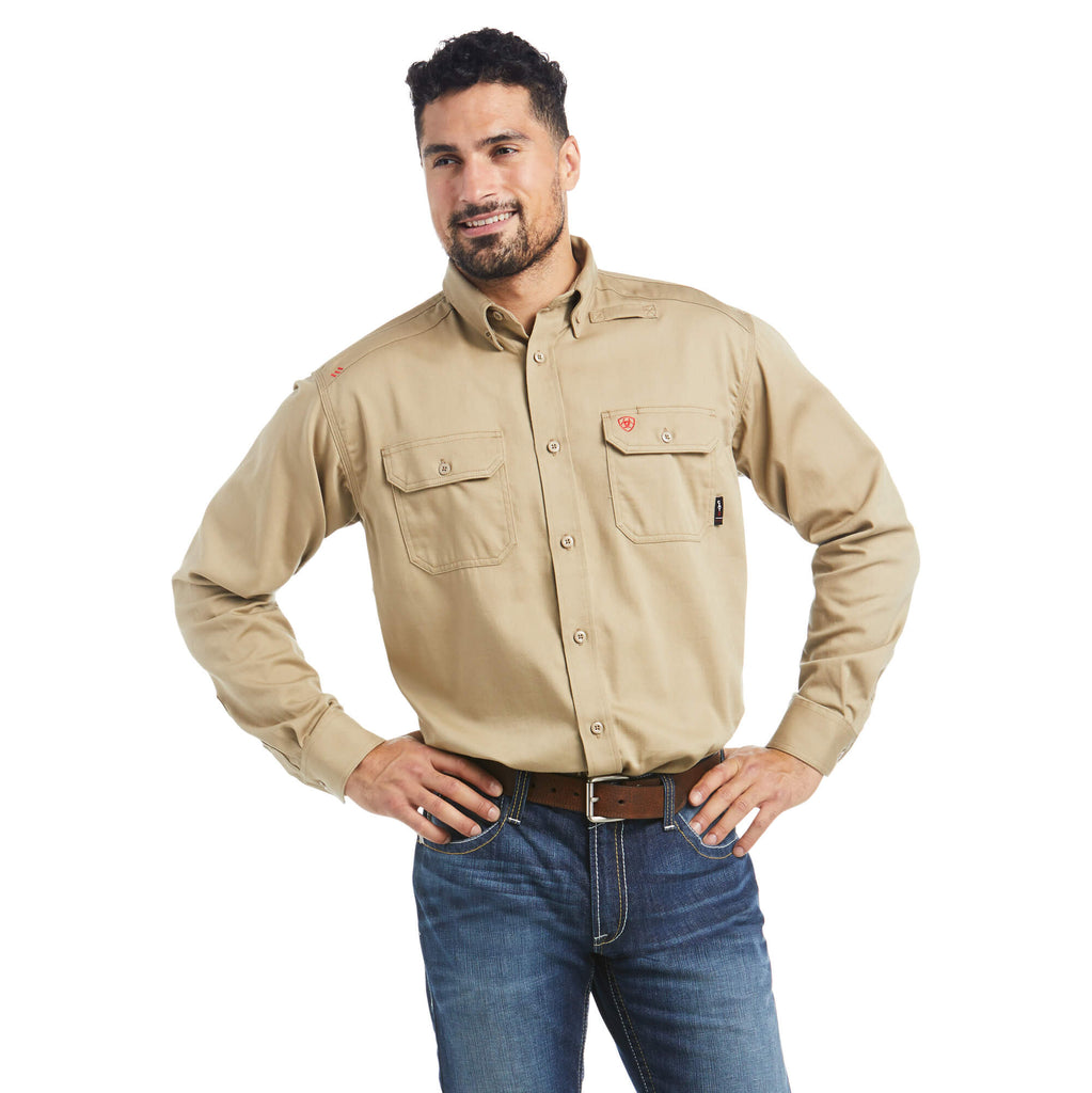 Ariat, FR Solid Work Shirt, 10012251, Khaki