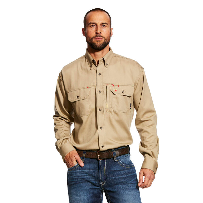 Ariat, FR Solid Vent Work Shirt, 10025402, Khaki – FireProtectionOutfitters