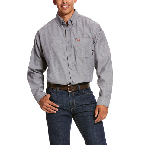 Ariat, FR Solid Twill DuraStretch Work Shirt, 10027885, Dark Navy Twill