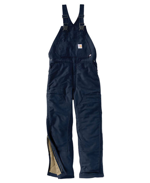 Carhartt, Bib, SKU 101626, FR Cotton, 13oz, Insulated, navy, brown