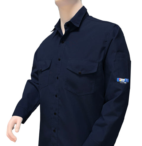 FlameRwear, FR Shirt Deluxe, fwSN4, Nomex 4.5 oz, Cat1, Navy, Royal Blue