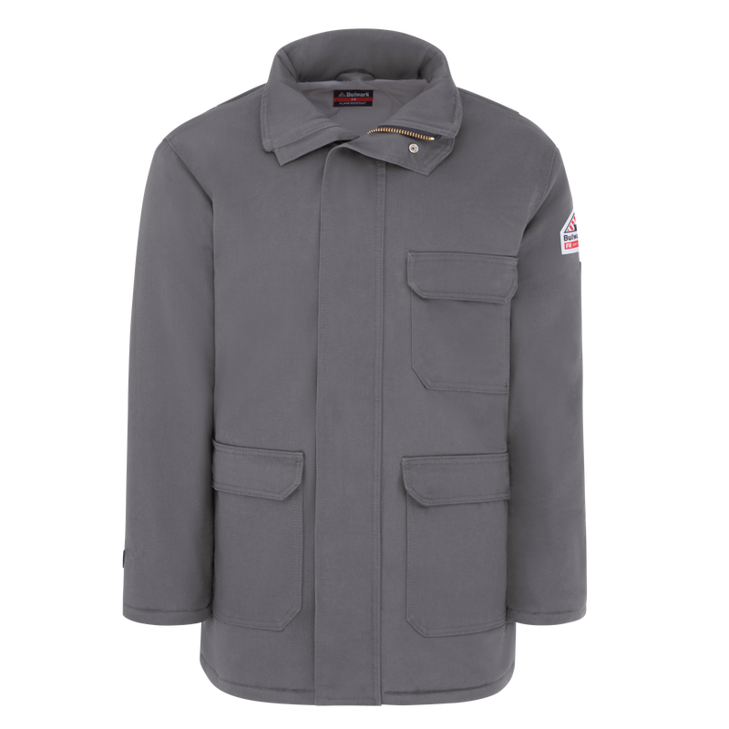 Bulwark, Men's Heavyweight Excel FR Comfortouch Insulated Deluxe Parka, JLP8, FR 7oz, Cat3, Gray