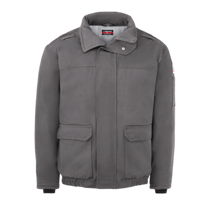 Bulwark, Men's Heavyweight FR Insulated Bomber Jacket, JLR8, FR 7oz, Cat3, Gray