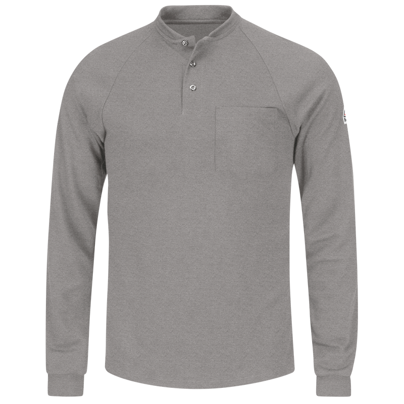 Bulwark, Men's Lightweight FR Henley, SML2, FR 6.5oz, Cat2, Gray, Khaki, Navy