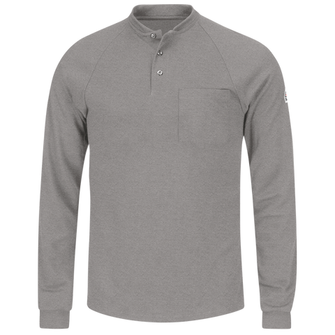 Bulwark, Men's Lightweight FR Henley, SML2, FR 6.5oz, Cat2, Gray, Khaki, Navy